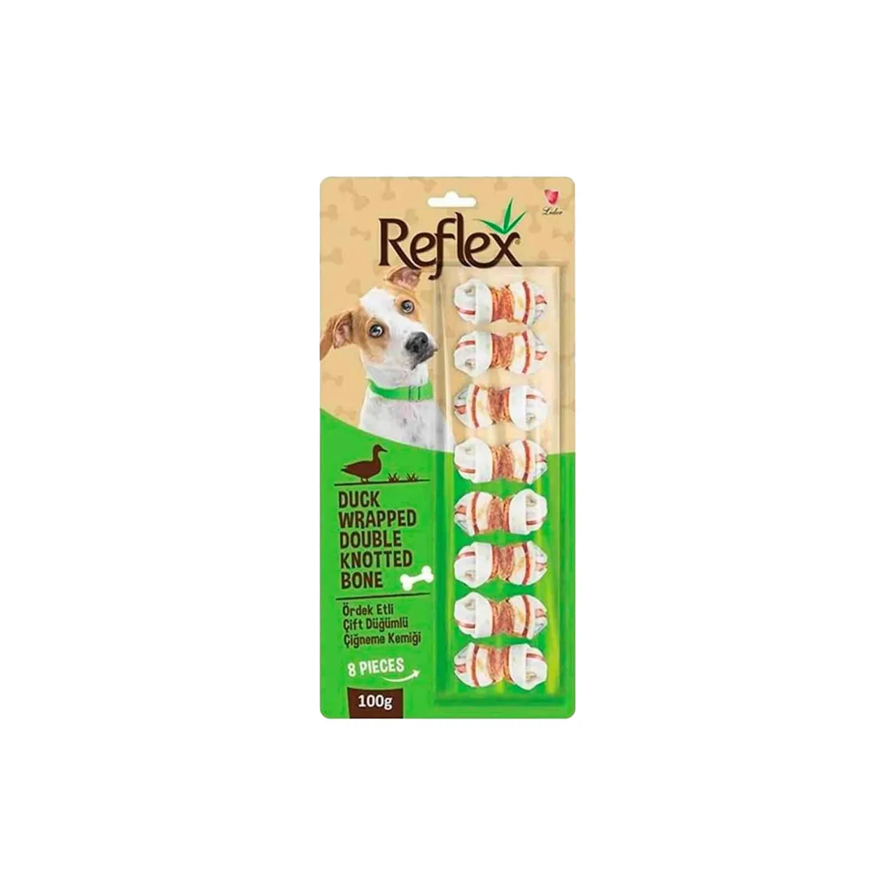 Reflex Ördek Etli Düğümlü 8'li Köpek Ödül Kemiği 100 gr