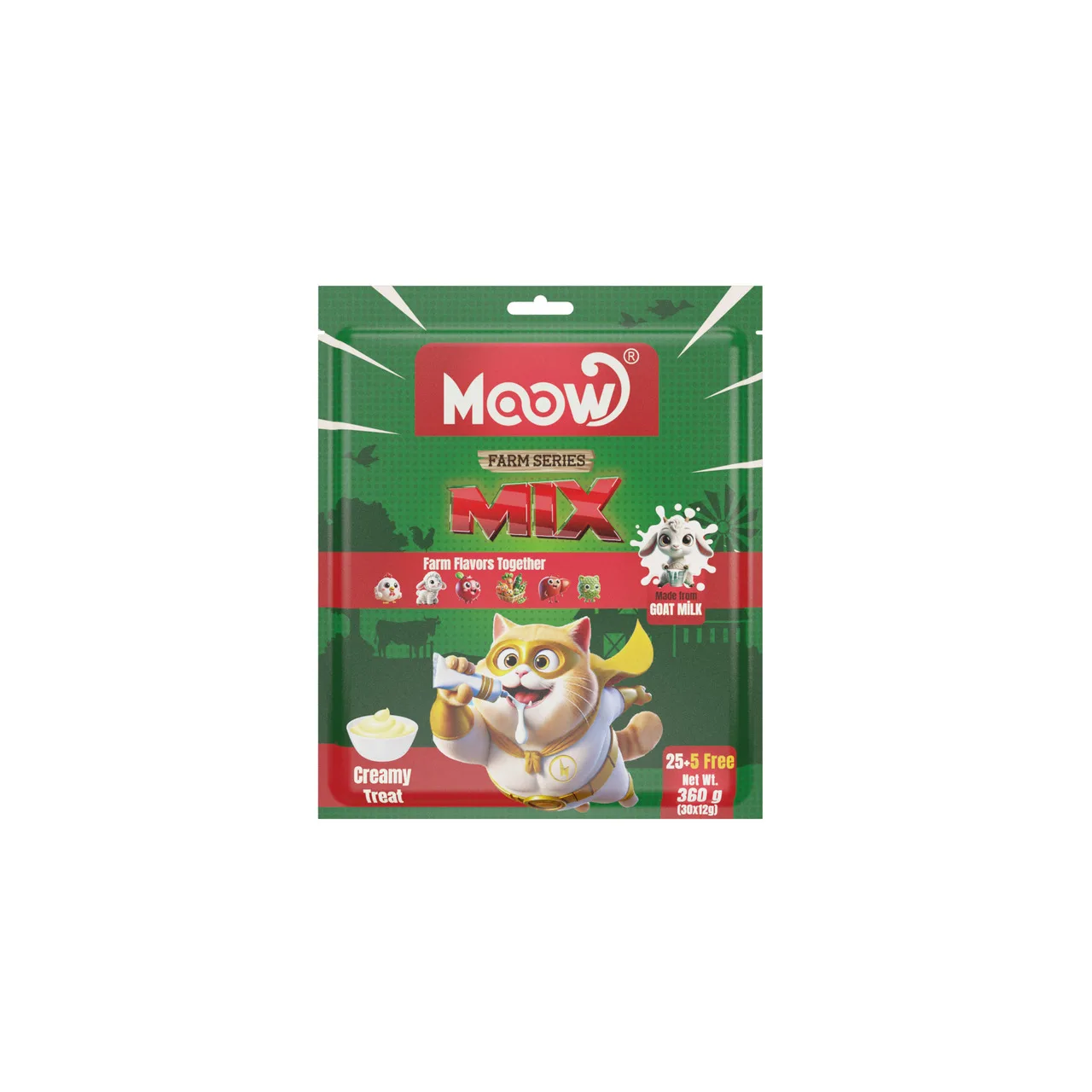 Moow Karışık Çiftlik Serisi Keçi Sütlü Krema Kedi Ödülü 30'lu