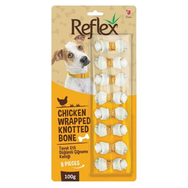 Reflex Tavuk Etli Düğümlü 8'li Köpek Ödül Kemiği 100 gr