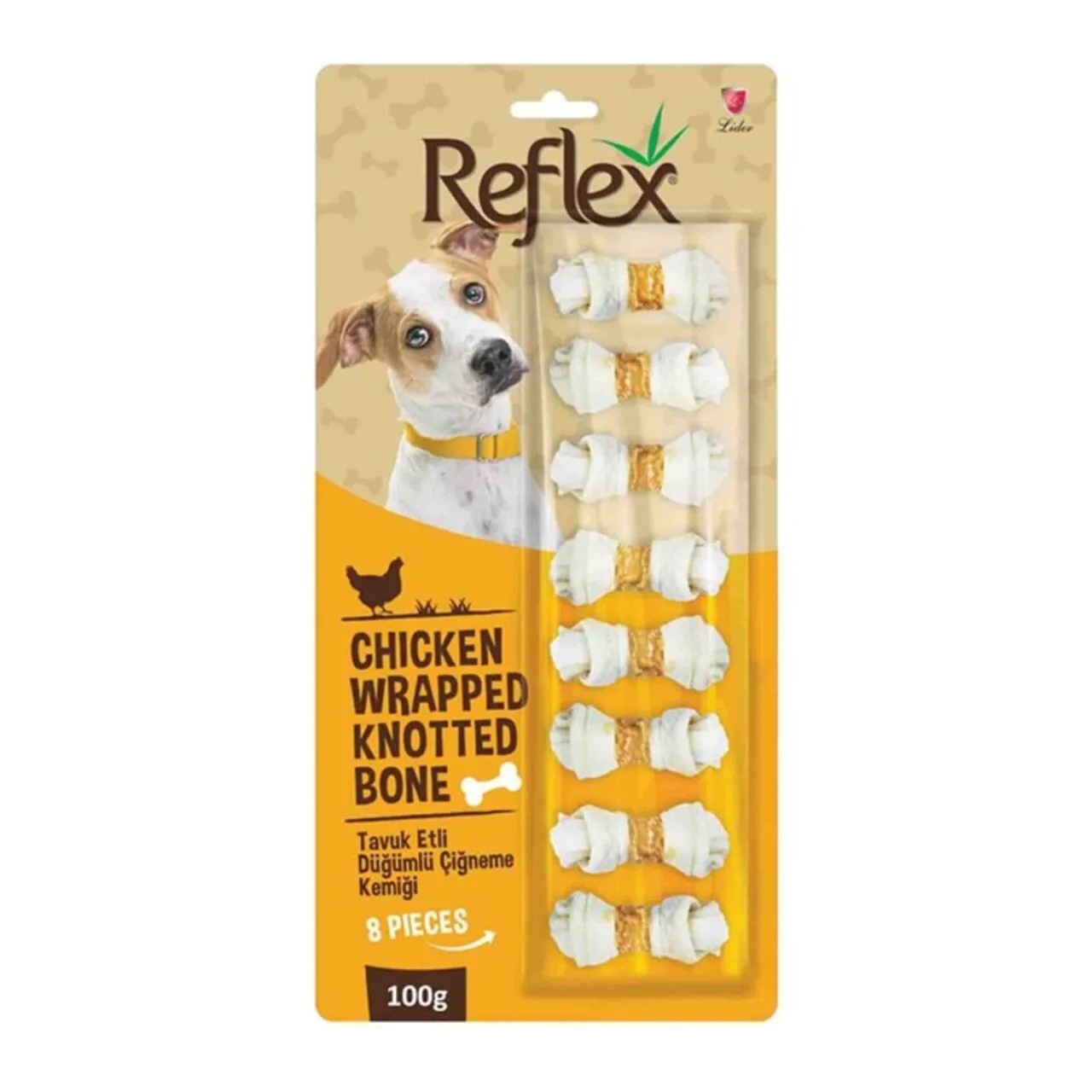 Reflex Tavuk Etli Düğümlü 8'li Köpek Ödül Kemiği 100 gr