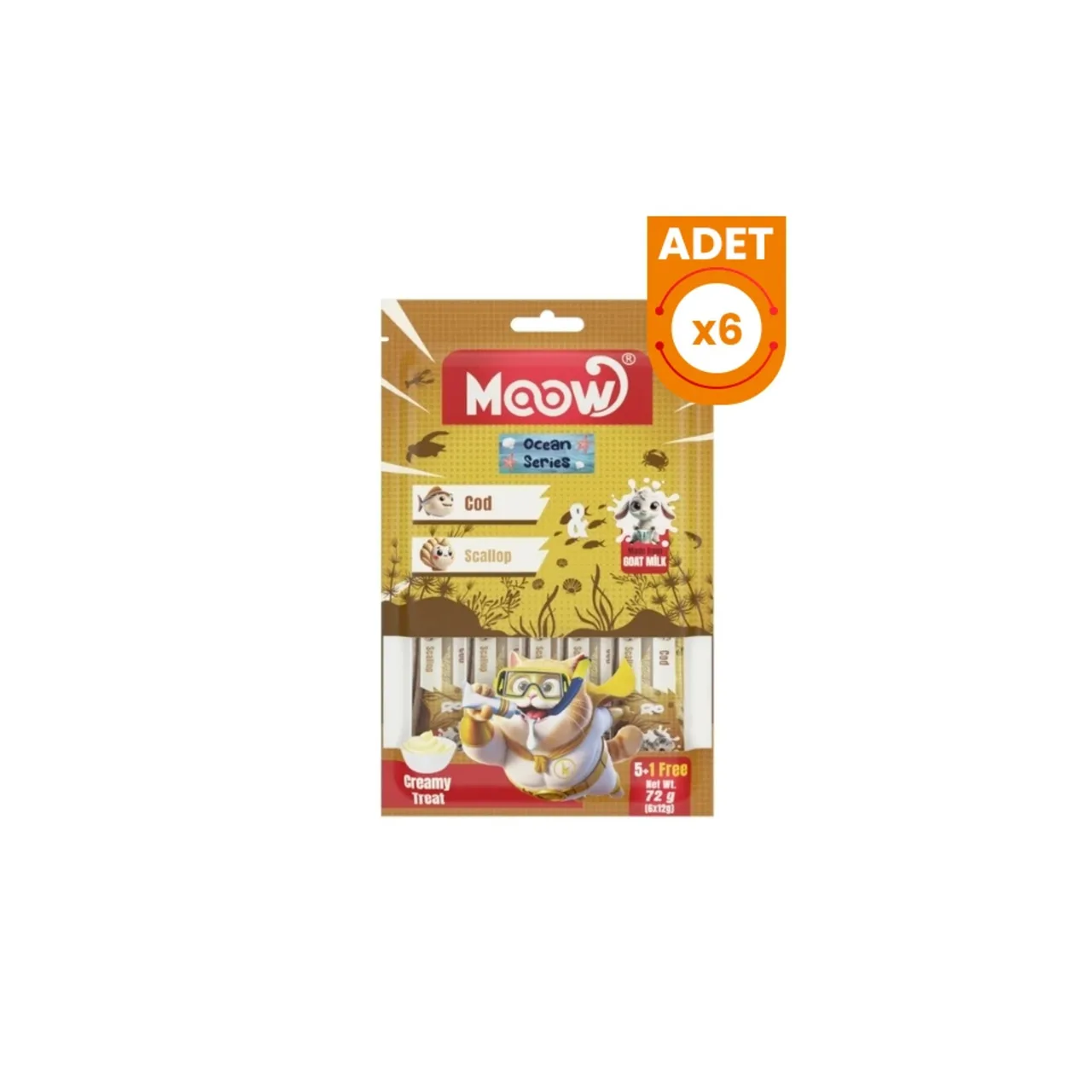 Moow Morina Balıklı & Deniz Taraklı Keçi Sütlü Krema Kedi Ödülü 12gr x30
