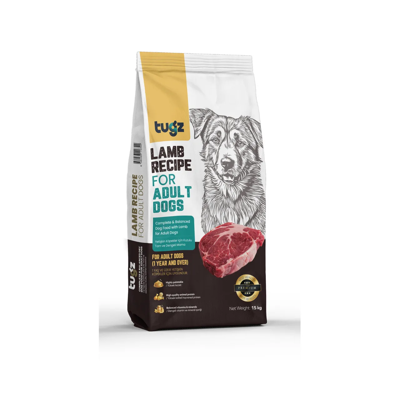 TUGZ Kuzulu Yetişkin Köpek Maması 15 kg