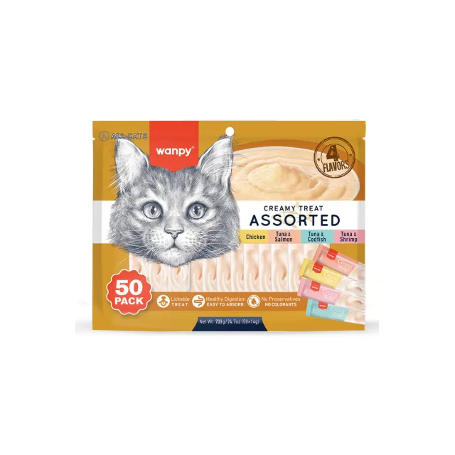 Wanpy Krema Kedi Ödül Maması 14 gr 50'li Karışık