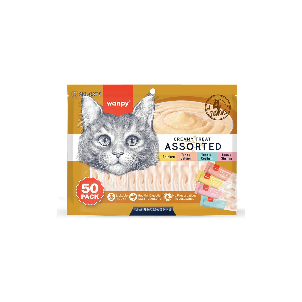 Wanpy Krema Kedi Ödül Maması 14 gr 50'li Karışık