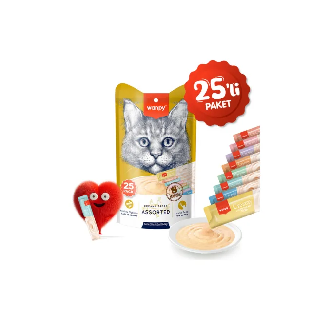 Wanpy Krema Kedi Ödül Maması 14 gr 25'li Karışık
