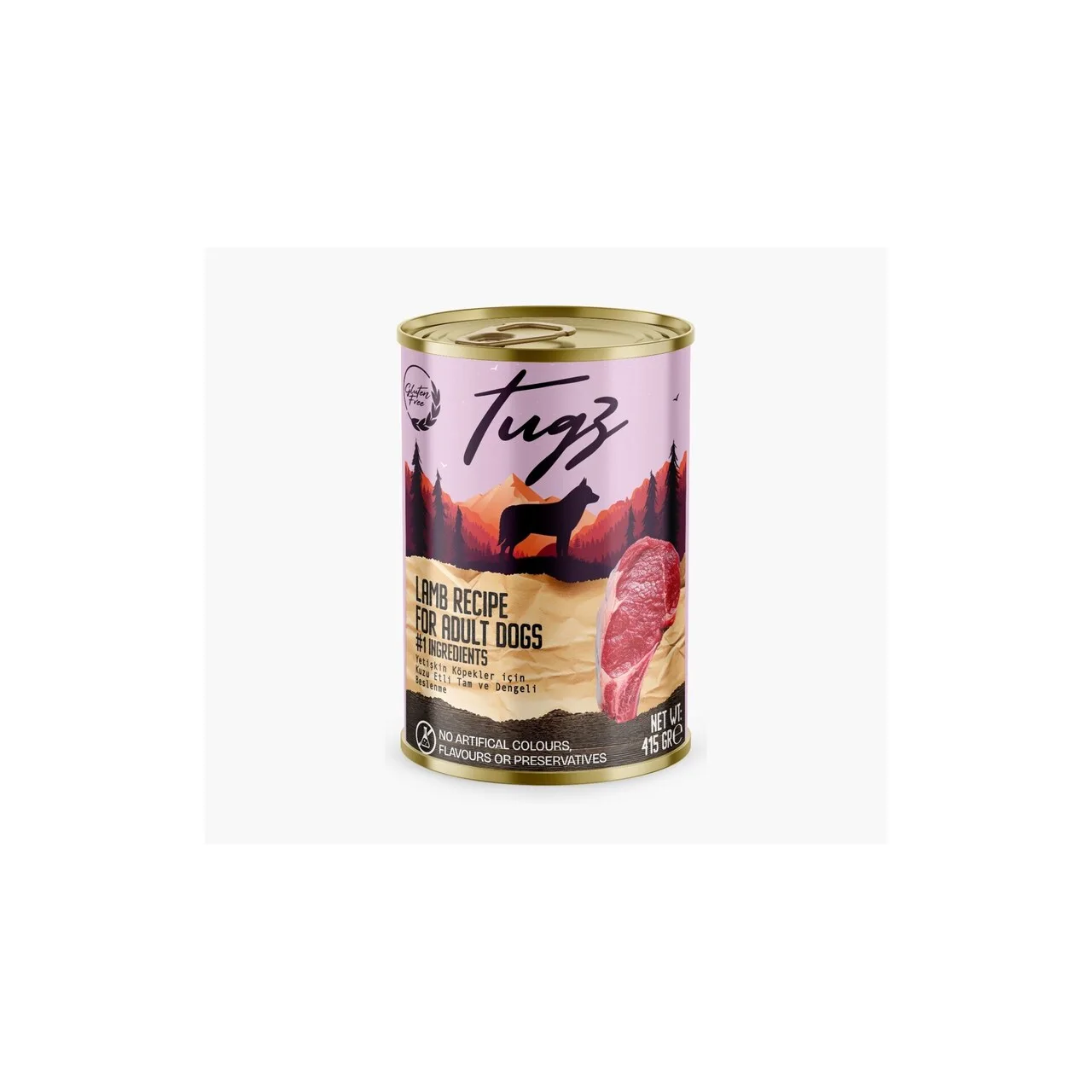 TUGZ Kuzu Etli Yetişkin Köpek Yaş Maması 400 gr
