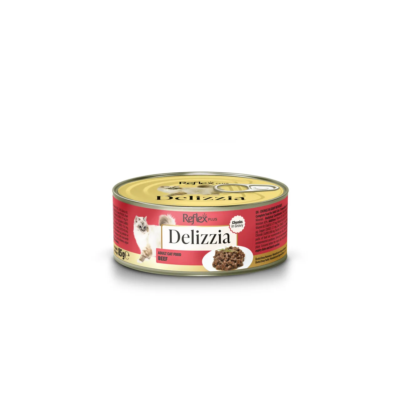 Reflex Plus Delizzia Sos İçinde Dana Parça Etli Yetişkin Kedi Konservesi 85 gr