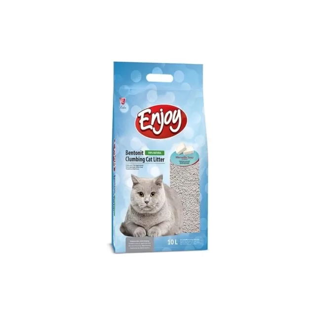 Enjoy İnce Taneli Sabun (Marsilya) Kokulu Bentonit Kedi Kumu 10 Lt
