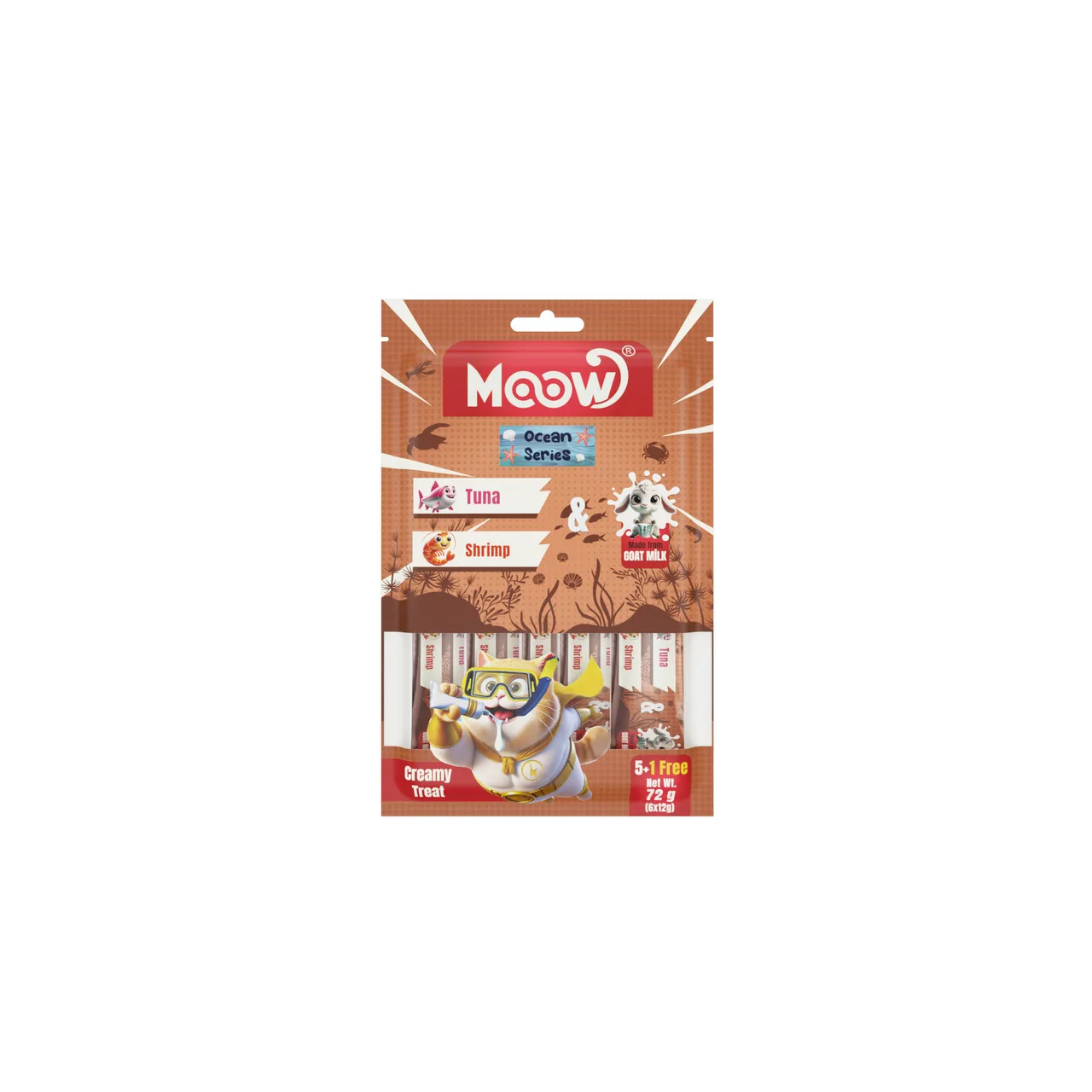 Moow Ton Balıklı & Karidesli Keçi Sütlü Krema Kedi Ödülü 12gr x30