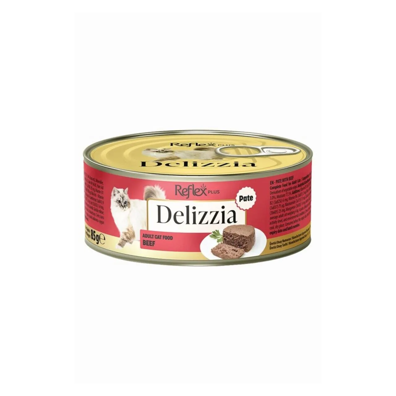 Reflex Plus Delizzia Kıyılmış Dana Etli Pate Yetişkin Kedi Konservesi 85 gr